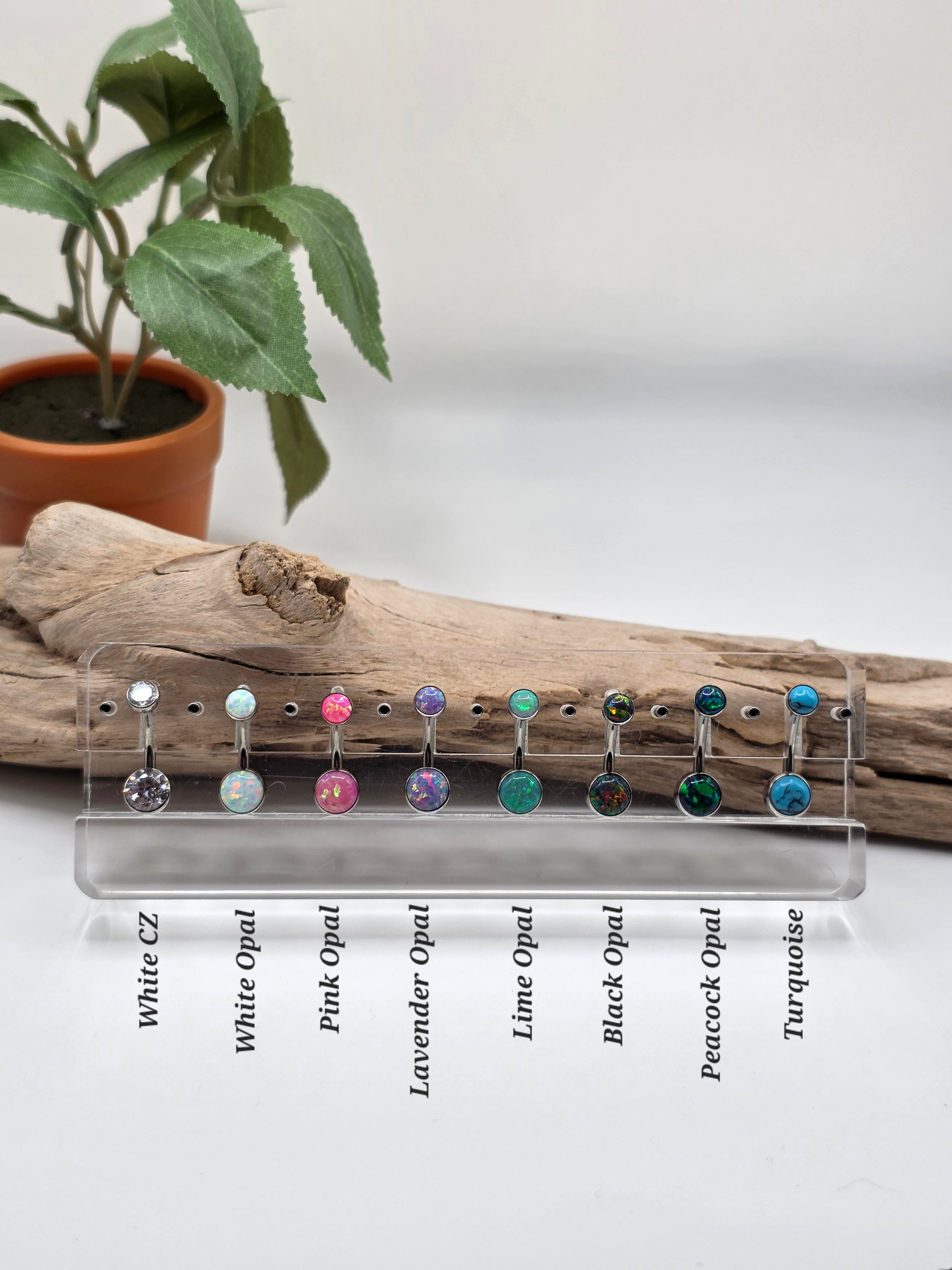 Titanium 2 Gem Navel Curve