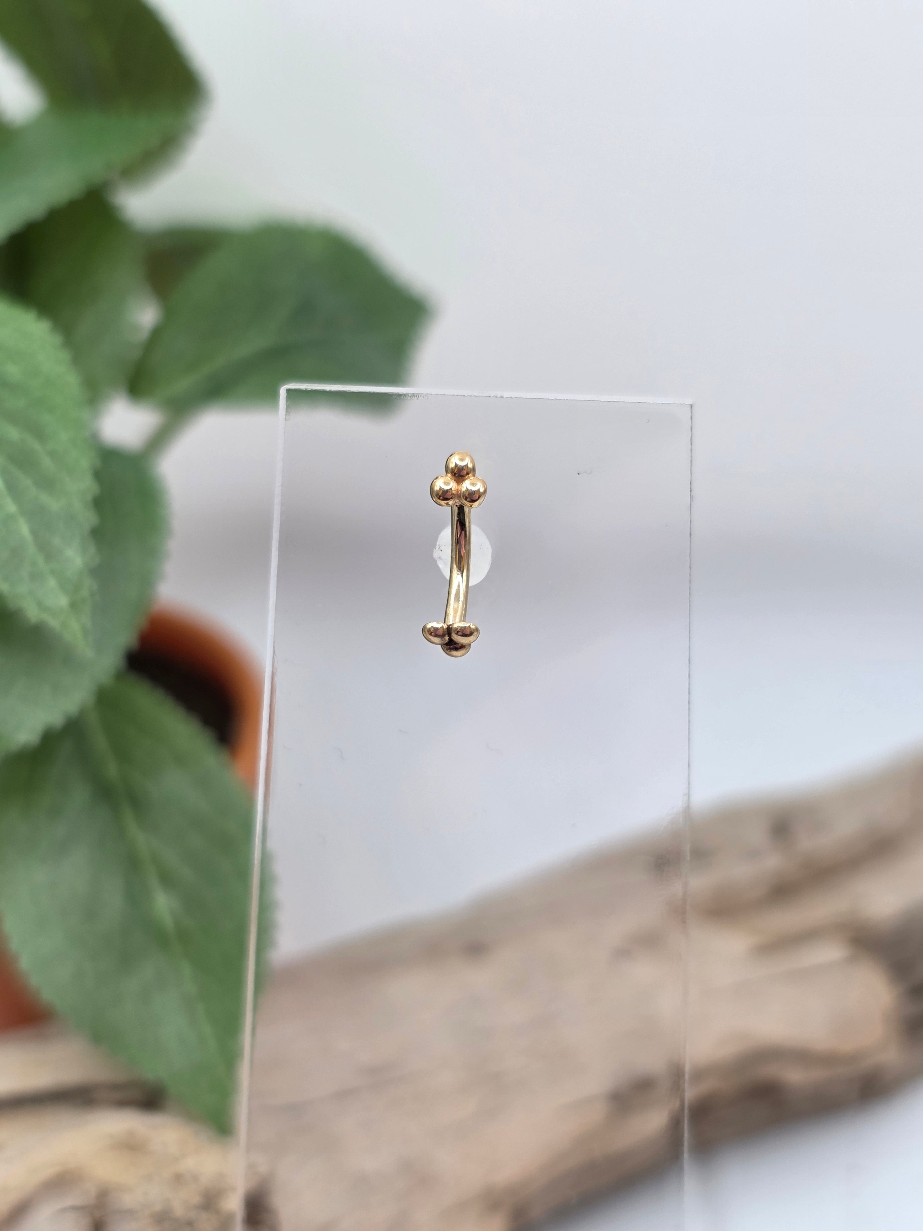 14k Gold Tri Bead Rook Curve