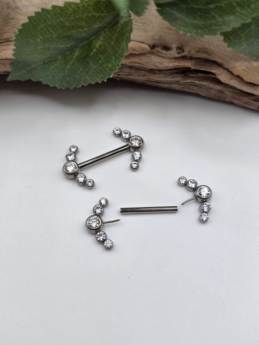 Titanium Side Gem Cluster Barbell