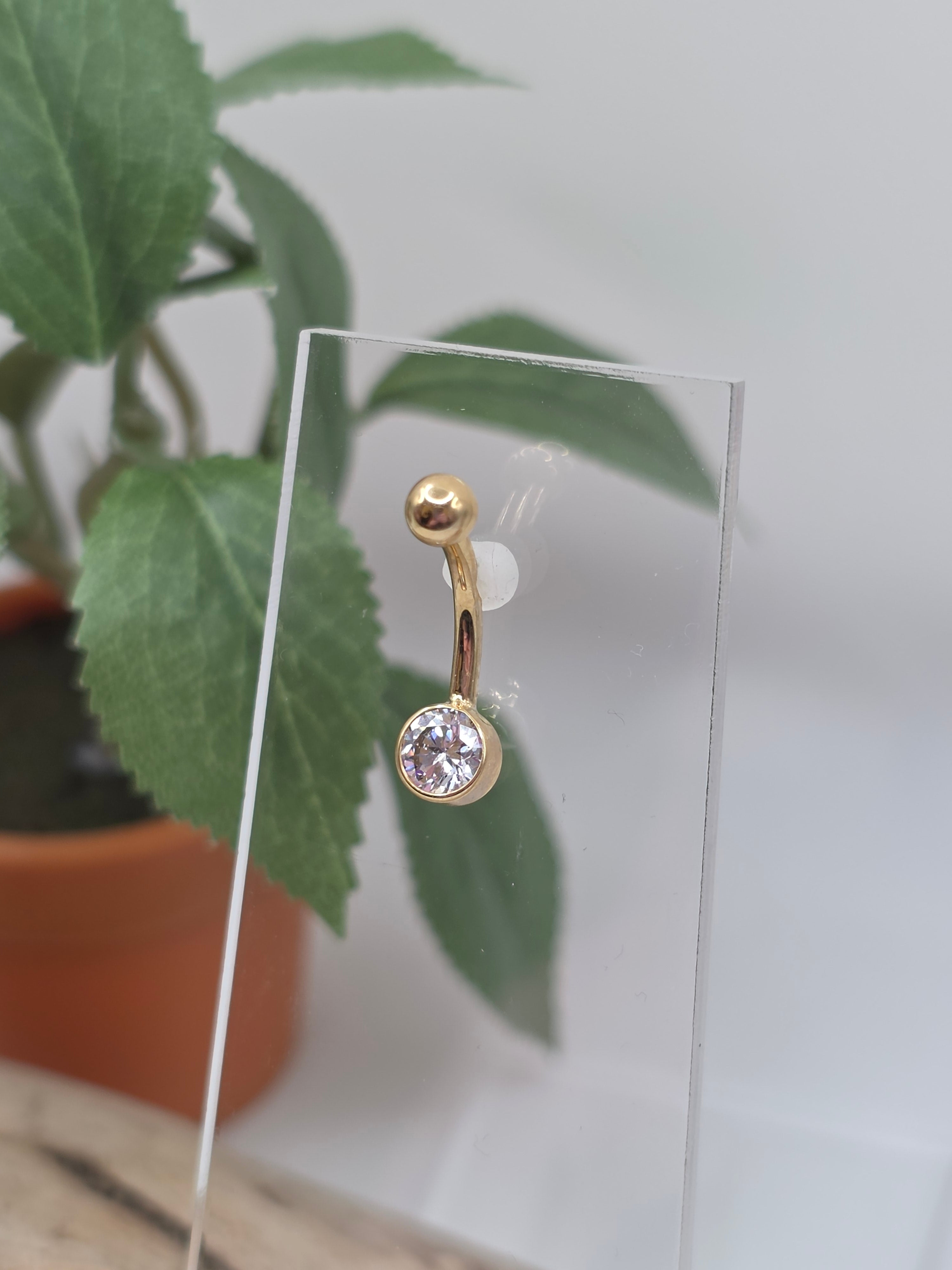 14k Gold Bezel Navel Curve