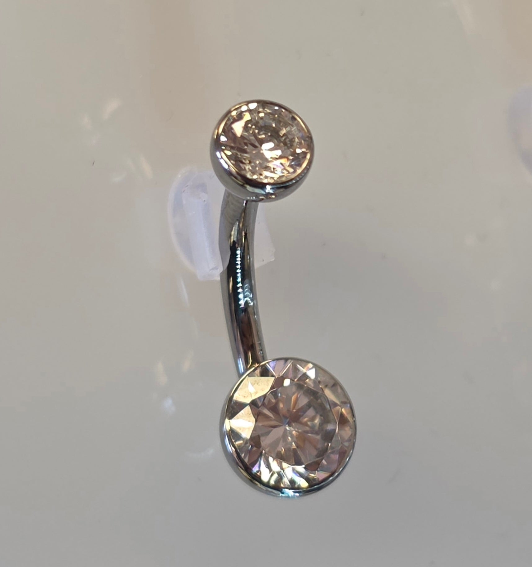 Titanium 2 Gem Navel Curve