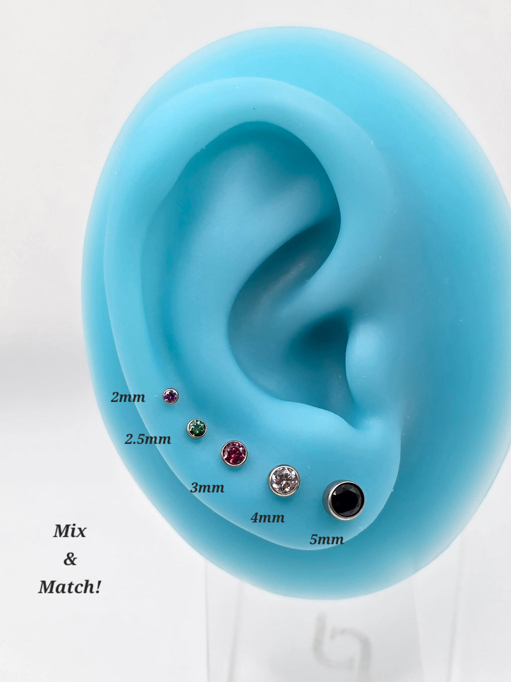 Threadless Cubic Zirconia Bezel stud