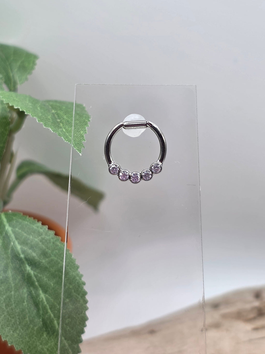 Titanium 5 Gem Clicker Ring