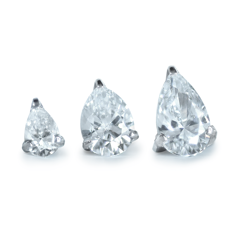 Titanium Pear Gem Stud