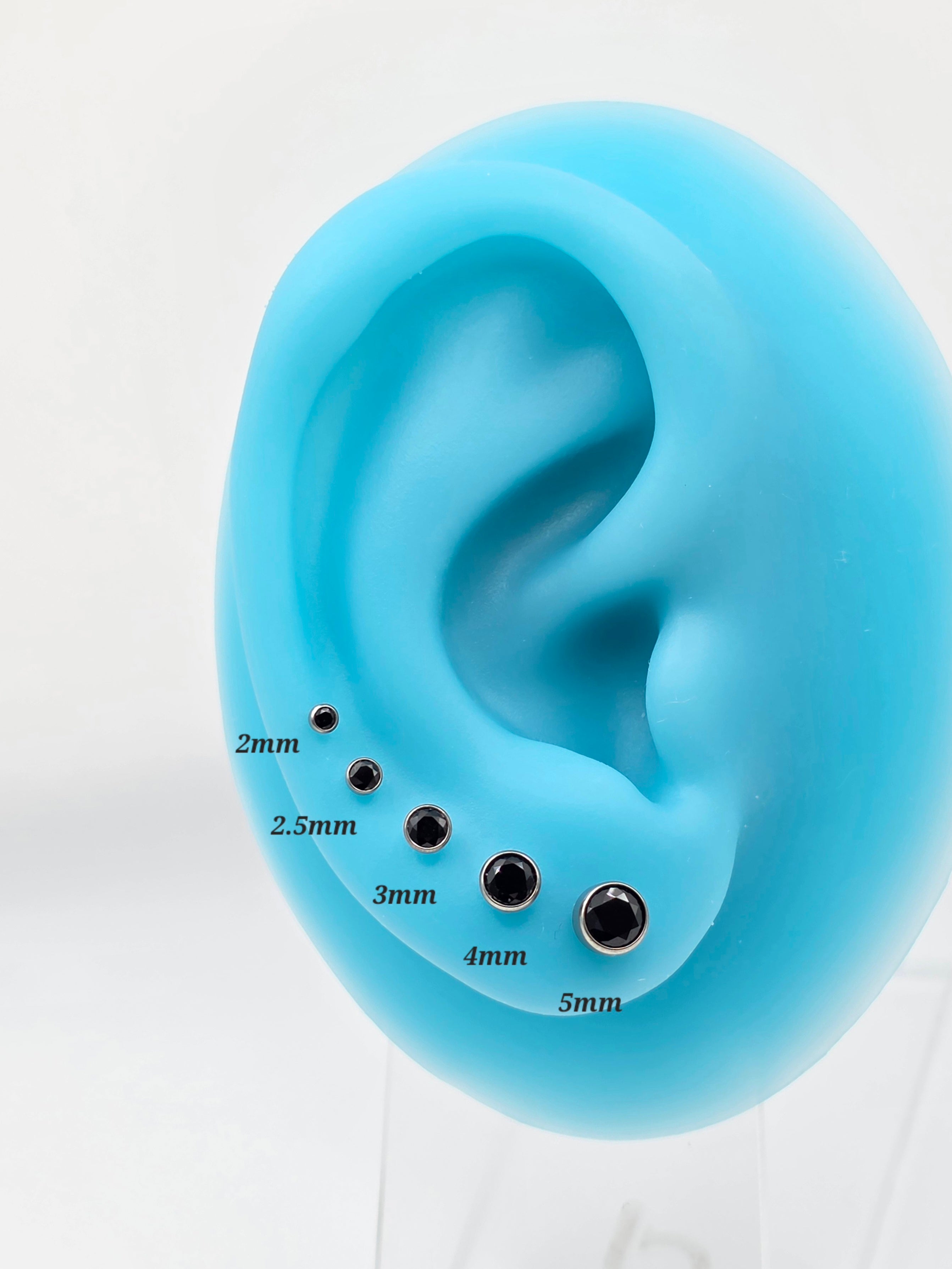 Threadless Cubic Zirconia Bezel stud