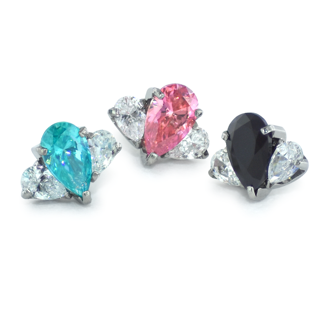 Titanium Pear Cut Gem Fan Stud
