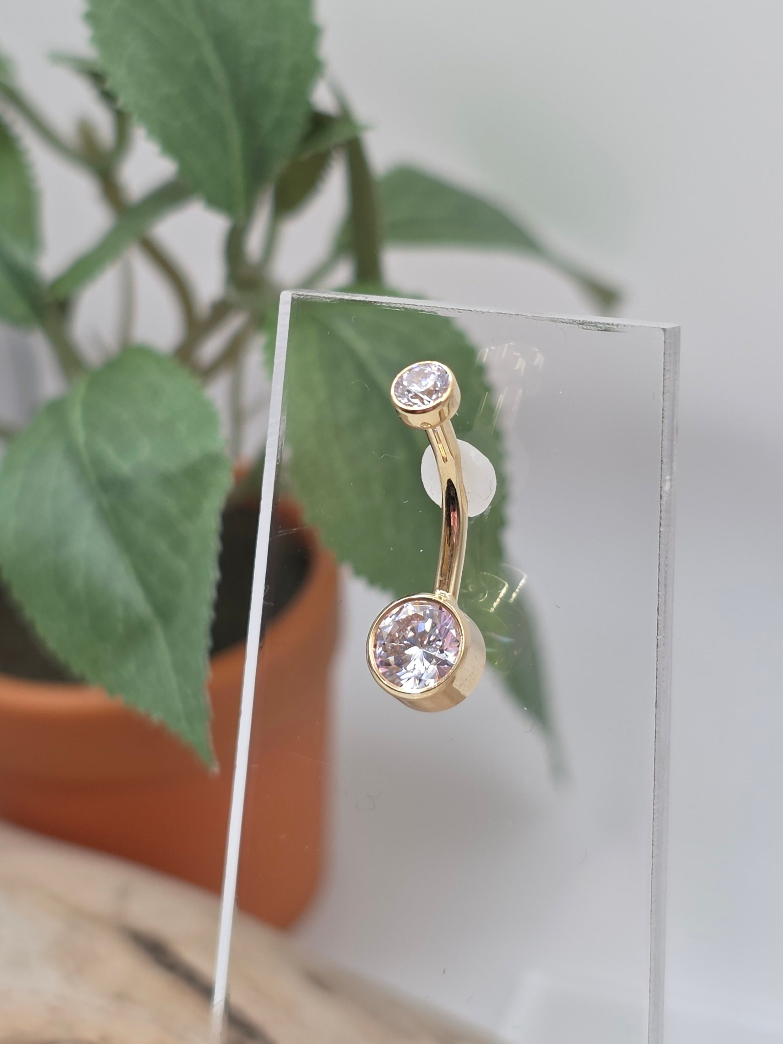 14k Gold Bezel Navel Curve