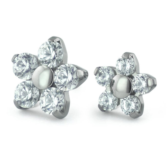 Titanium Flower Gem Stud